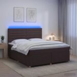 vidaXL Posteľ boxspring s matracom Tmavohnedá 180 x 200 cm Látka – Obrázok 4
