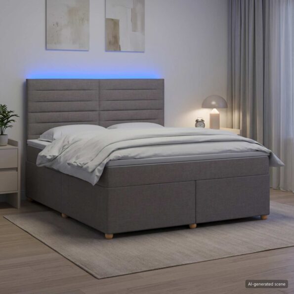 vidaXL Posteľ boxspring s matracom Sivohnedá 180 x 200 cm Látka – Obrázok 4