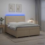 vidaXL Posteľ boxspring s matracom Krémová 180 x 200 cm Látka