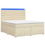 vidaXL Posteľ boxspring s matracom Krémová 180 x 200 cm Látka – Obrázok 2