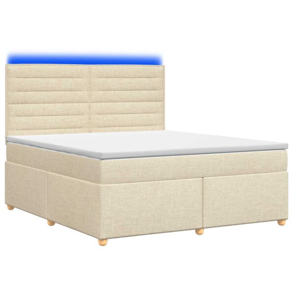 vidaXL Posteľ boxspring s matracom Krémová 180 x 200 cm Látka – Obrázok 2