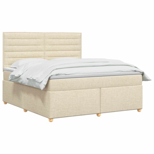 vidaXL Posteľ boxspring s matracom Krémová 180 x 200 cm Látka – Obrázok 3