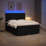 vidaXL Posteľ boxspring s matracom Čierna 200 x 200 cm Látka
