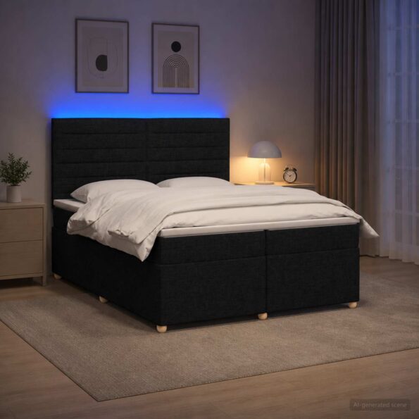 vidaXL Posteľ boxspring s matracom Čierna 200 x 200 cm Látka – Obrázok 13
