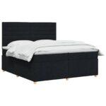 vidaXL Posteľ boxspring s matracom Čierna 200 x 200 cm Látka – Obrázok 2