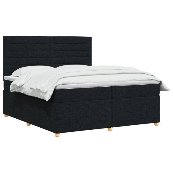 vidaXL Posteľ boxspring s matracom Čierna 200 x 200 cm Látka – Obrázok 2