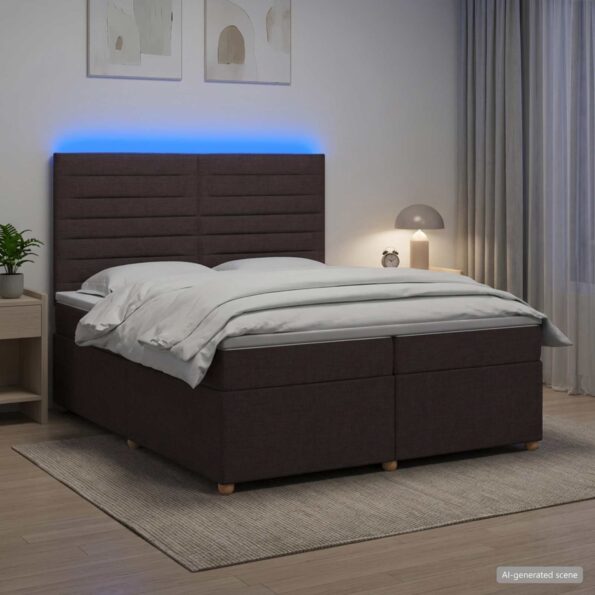 vidaXL Posteľ boxspring s matracom Tmavohnedá 200 x 200 cm Látka – Obrázok 4