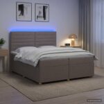 vidaXL Posteľ boxspring s matracom Sivohnedá 200 x 200 cm Látka