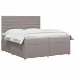 vidaXL Posteľ boxspring s matracom Sivohnedá 200 x 200 cm Látka – Obrázok 2