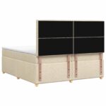 vidaXL Posteľ boxspring s matracom Krémová 200 x 200 cm Látka – Obrázok 7