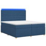 vidaXL Posteľ boxspring s matracom Modrá 200 x 200 cm Látka – Obrázok 2
