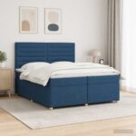vidaXL Posteľ boxspring s matracom Modrá 200 x 200 cm Látka – Obrázok 4