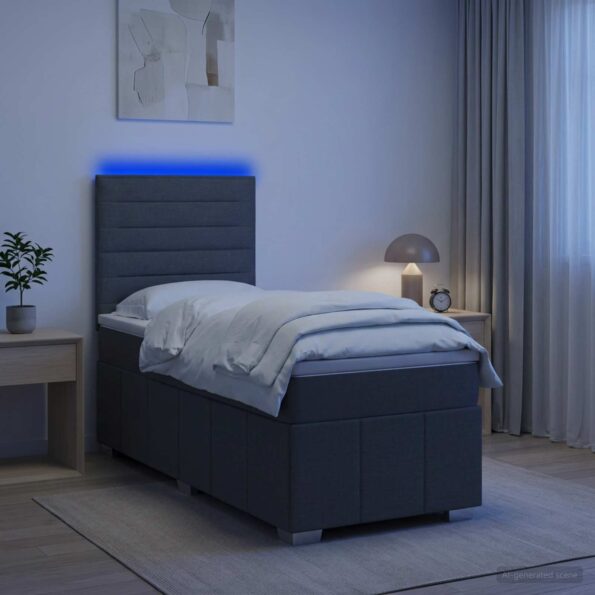 vidaXL LED boxspring posteľ s matracom Tmavosivá 90 x 190 cm Látka – Obrázok 12