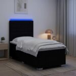 vidaXL LED boxspring posteľ s matracom Čierna 100 x 200 cm Látka