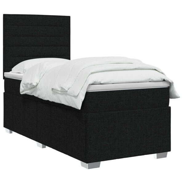 vidaXL LED boxspring posteľ s matracom Čierna 100 x 200 cm Látka – Obrázok 2