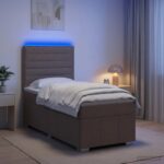 vidaXL LED boxspring posteľ s matracom Sivohnedá 100 x 200 cm Látka – Obrázok 11