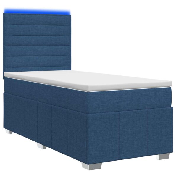 vidaXL LED boxspring posteľ s matracom Modrá 100 x 200 cm Látka – Obrázok 2