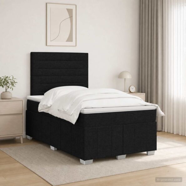 vidaXL LED boxspring posteľ s matracom Čierna 120 x 190 cm Látka – Obrázok 12