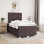 vidaXL LED boxspring posteľ s matracom Tmavohnedá 120 x 190 cm Látka – Obrázok 12