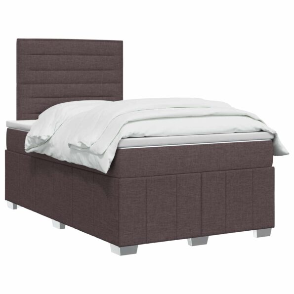 vidaXL LED boxspring posteľ s matracom Tmavohnedá 120 x 190 cm Látka – Obrázok 2