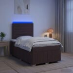 vidaXL LED boxspring posteľ s matracom Tmavohnedá 120 x 190 cm Látka – Obrázok 13