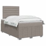 vidaXL LED boxspring posteľ s matracom Sivohnedá 120 x 190 cm Látka – Obrázok 2