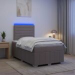 vidaXL LED boxspring posteľ s matracom Sivohnedá 120 x 190 cm Látka – Obrázok 13