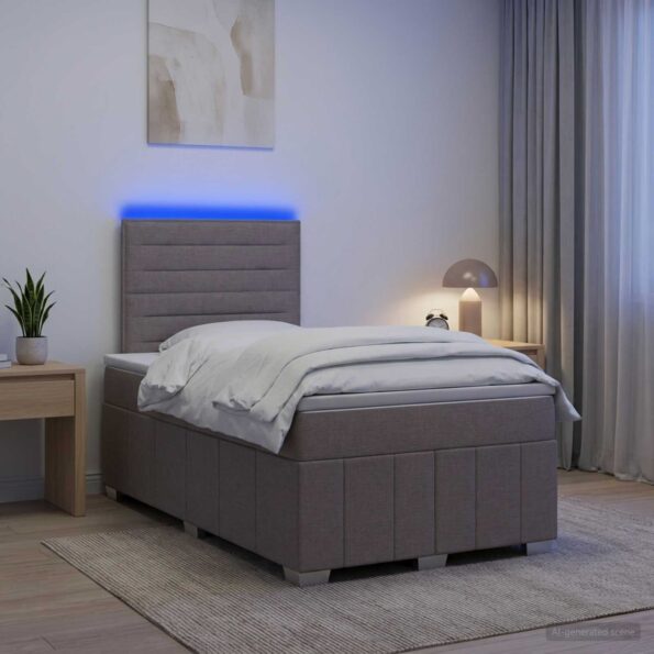 vidaXL LED boxspring posteľ s matracom Sivohnedá 120 x 190 cm Látka – Obrázok 4