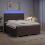 vidaXL LED boxspring posteľ s matracom Tmavohnedá 140 x 200 cm Látka