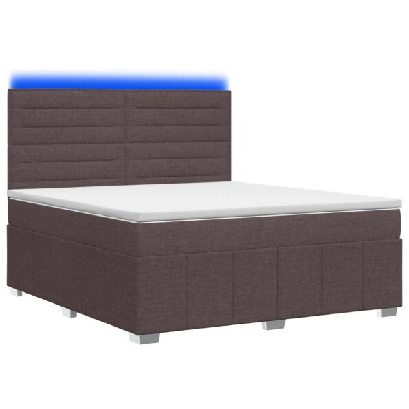 vidaXL LED boxspring posteľ s matracom Tmavohnedá 140 x 200 cm Látka – Obrázok 2