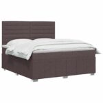 vidaXL LED boxspring posteľ s matracom Tmavohnedá 140 x 200 cm Látka – Obrázok 3