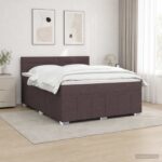 vidaXL LED boxspring posteľ s matracom Tmavohnedá 140 x 200 cm Látka – Obrázok 4