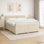 vidaXL LED boxspring posteľ s matracom Krémová 140 x 200 cm Látka – Obrázok 11