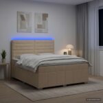 vidaXL LED boxspring posteľ s matracom Krémová 140 x 200 cm Látka – Obrázok 4