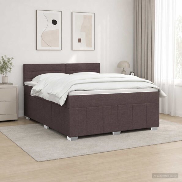 vidaXL LED boxspring posteľ s matracom Tmavohnedá 160 x 200 cm Látka – Obrázok 4