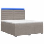 vidaXL LED boxspring posteľ s matracom Sivohnedá 160 x 200 cm Látka – Obrázok 2