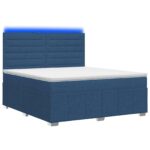 vidaXL LED boxspring posteľ s matracom Modrá 160 x 200 cm Látka – Obrázok 2