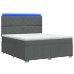 vidaXL LED boxspring posteľ s matracom Tmavosivá 160 x 200 cm Látka – Obrázok 2