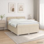 vidaXL LED boxspring posteľ s matracom Krémová 160 x 200 cm Látka