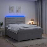 vidaXL LED boxspring posteľ s matracom Svetlosivá 180 x 200 cm Látka