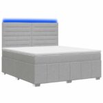 vidaXL LED boxspring posteľ s matracom Svetlosivá 180 x 200 cm Látka – Obrázok 2