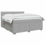 vidaXL LED boxspring posteľ s matracom Svetlosivá 180 x 200 cm Látka – Obrázok 3
