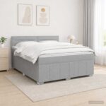 vidaXL LED boxspring posteľ s matracom Svetlosivá 180 x 200 cm Látka – Obrázok 4