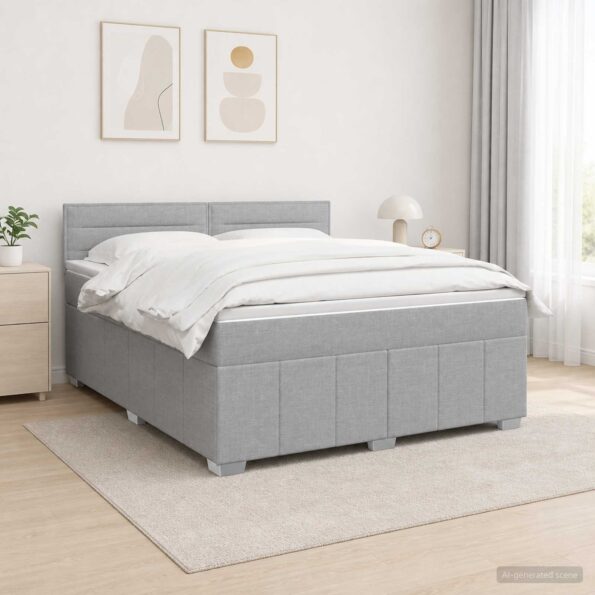 vidaXL LED boxspring posteľ s matracom Svetlosivá 180 x 200 cm Látka – Obrázok 4