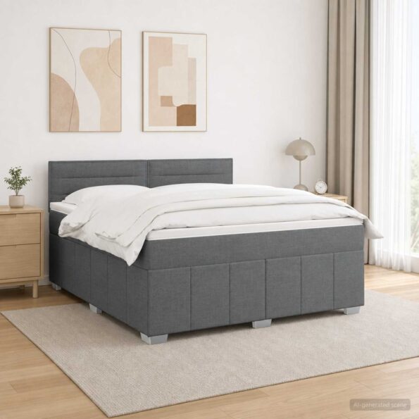 vidaXL LED boxspring posteľ s matracom Tmavosivá 180 x 200 cm Látka – Obrázok 12