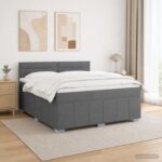 vidaXL LED boxspring posteľ s matracom Tmavosivá 180 x 200 cm Látka
