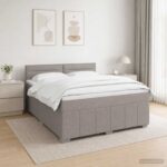 vidaXL LED boxspring posteľ s matracom Sivohnedá 180 x 200 cm Látka