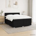 vidaXL LED boxspring posteľ s matracom Čierna 200 x 200 cm Látka – Obrázok 12