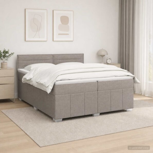 vidaXL LED boxspring posteľ s matracom Sivohnedá 200 x 200 cm Látka – Obrázok 12