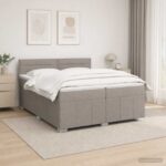 vidaXL LED boxspring posteľ s matracom Sivohnedá 200 x 200 cm Látka